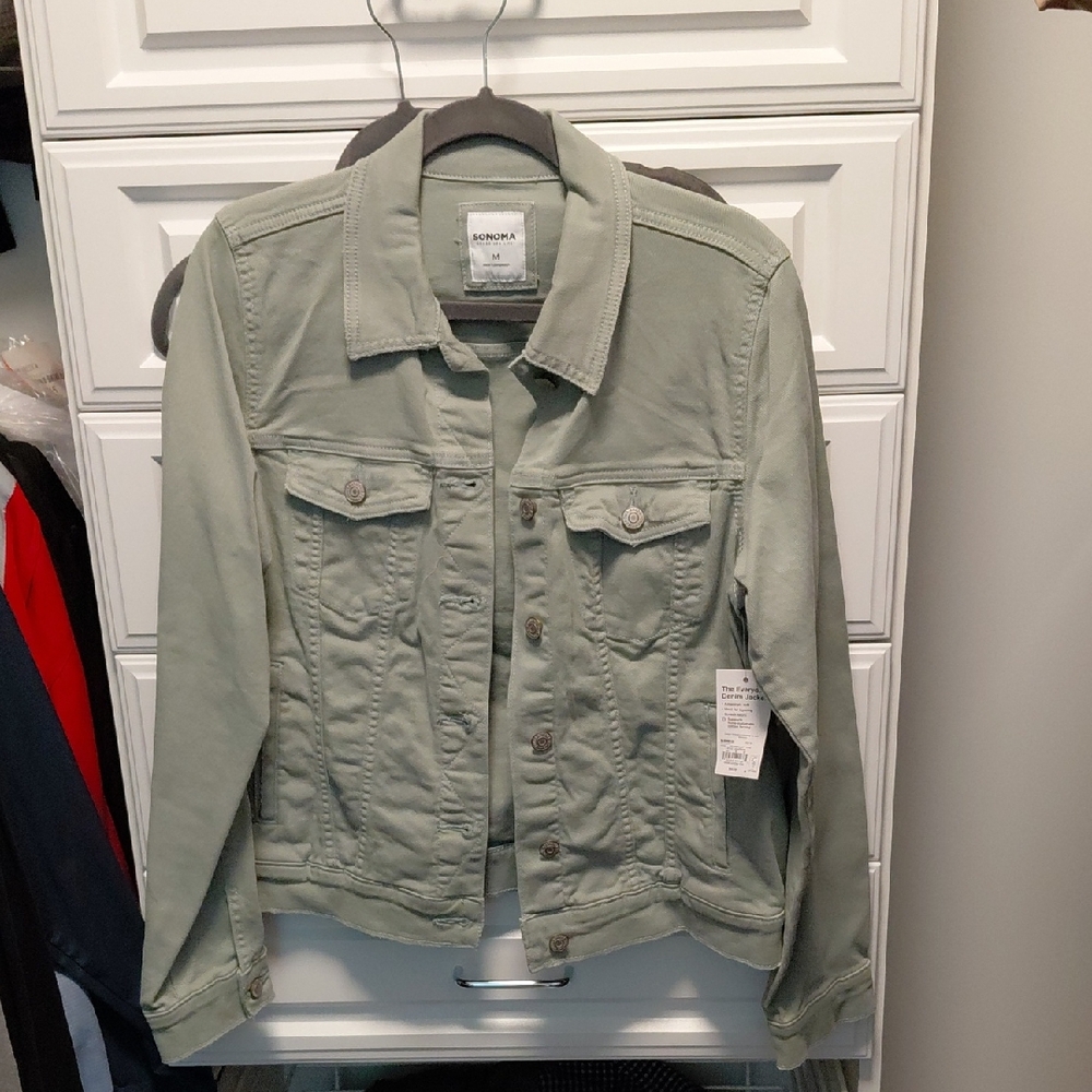 Sonoma Green Jean Jacket Fitted Cropped